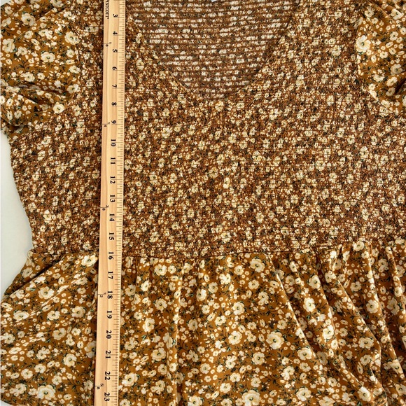 Old Navy Top Women’s 3X Brown Floral Smocked Peasant Blouse Boho Cottagecore - Picture 12 of 12